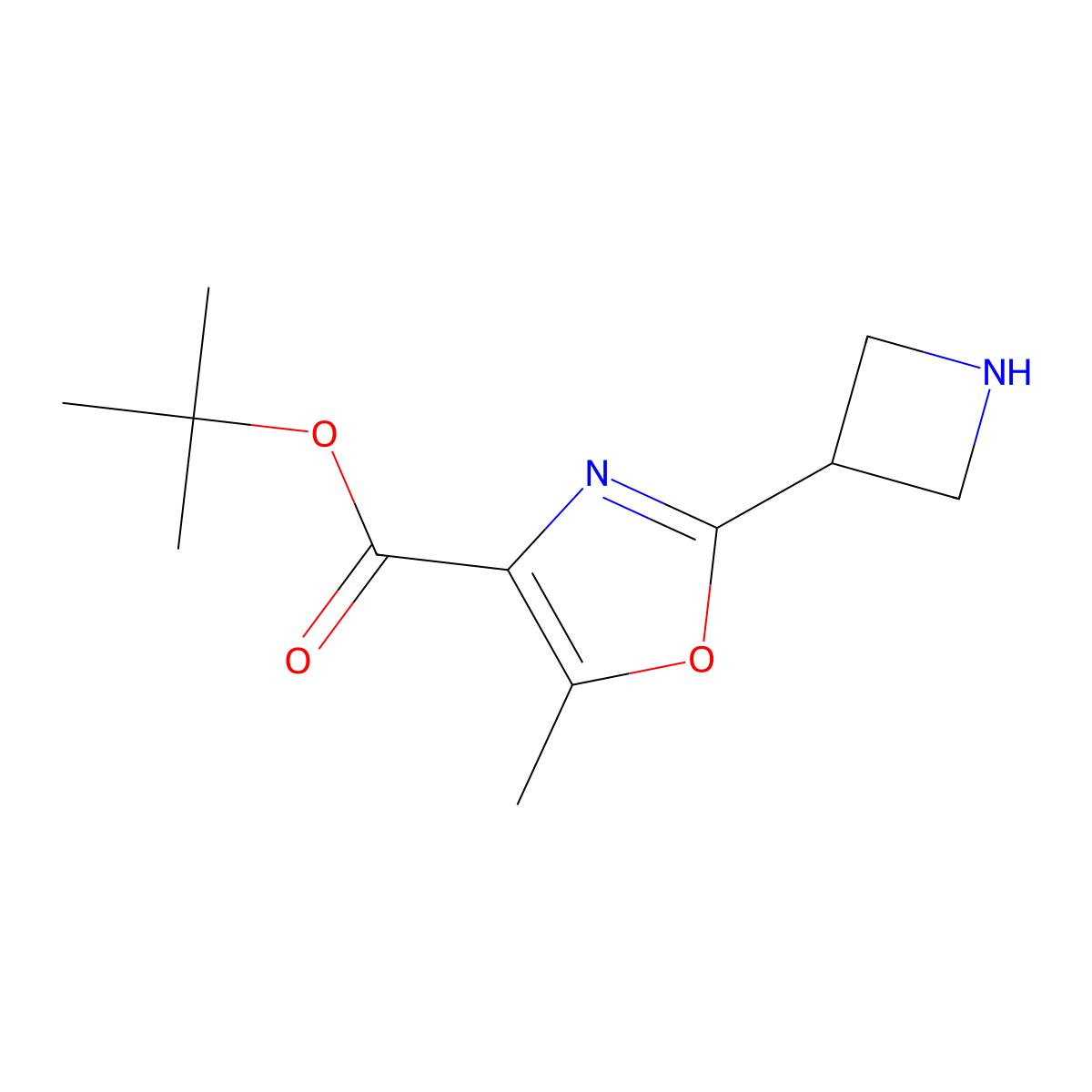 Tert-butyl 2-(azetidin-3-yl)-5-methyl-1,3-oxazole-4-carboxylate molecular structure, CAS 2639462-33-0