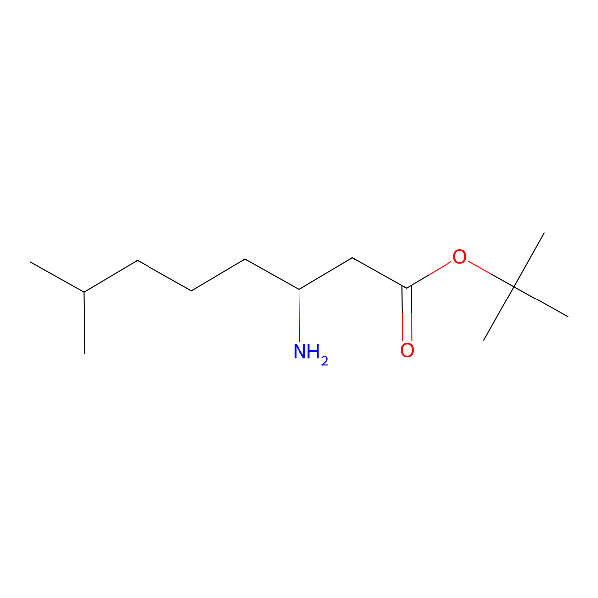 Tert-butyl 3-amino-7-methyloctanoate molecular structure, CAS 2639462-58-9