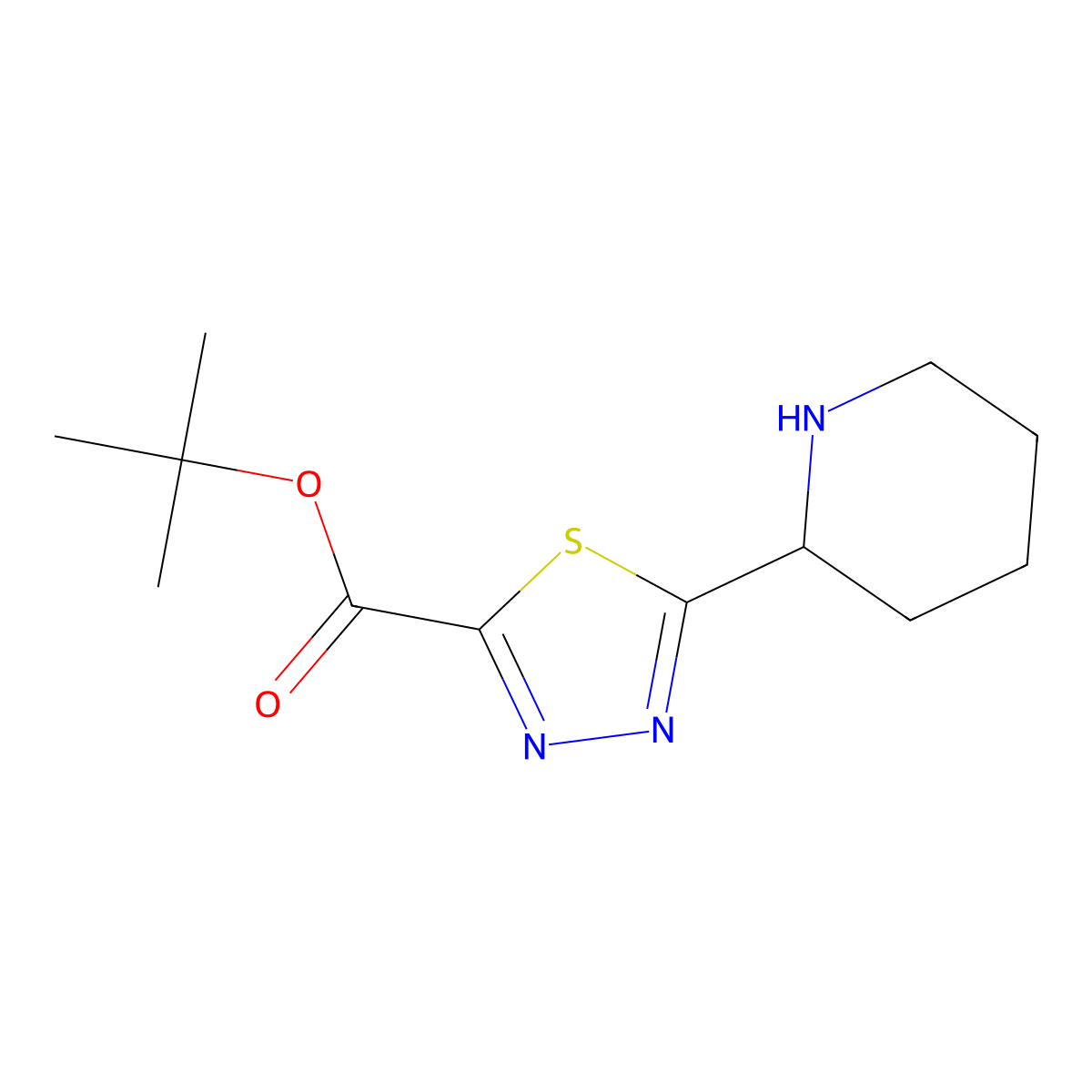 Tert-butyl 5-(piperidin-2-yl)-1,3,4-thiadiazole-2-carboxylate molecular structure, CAS 2639462-59-0