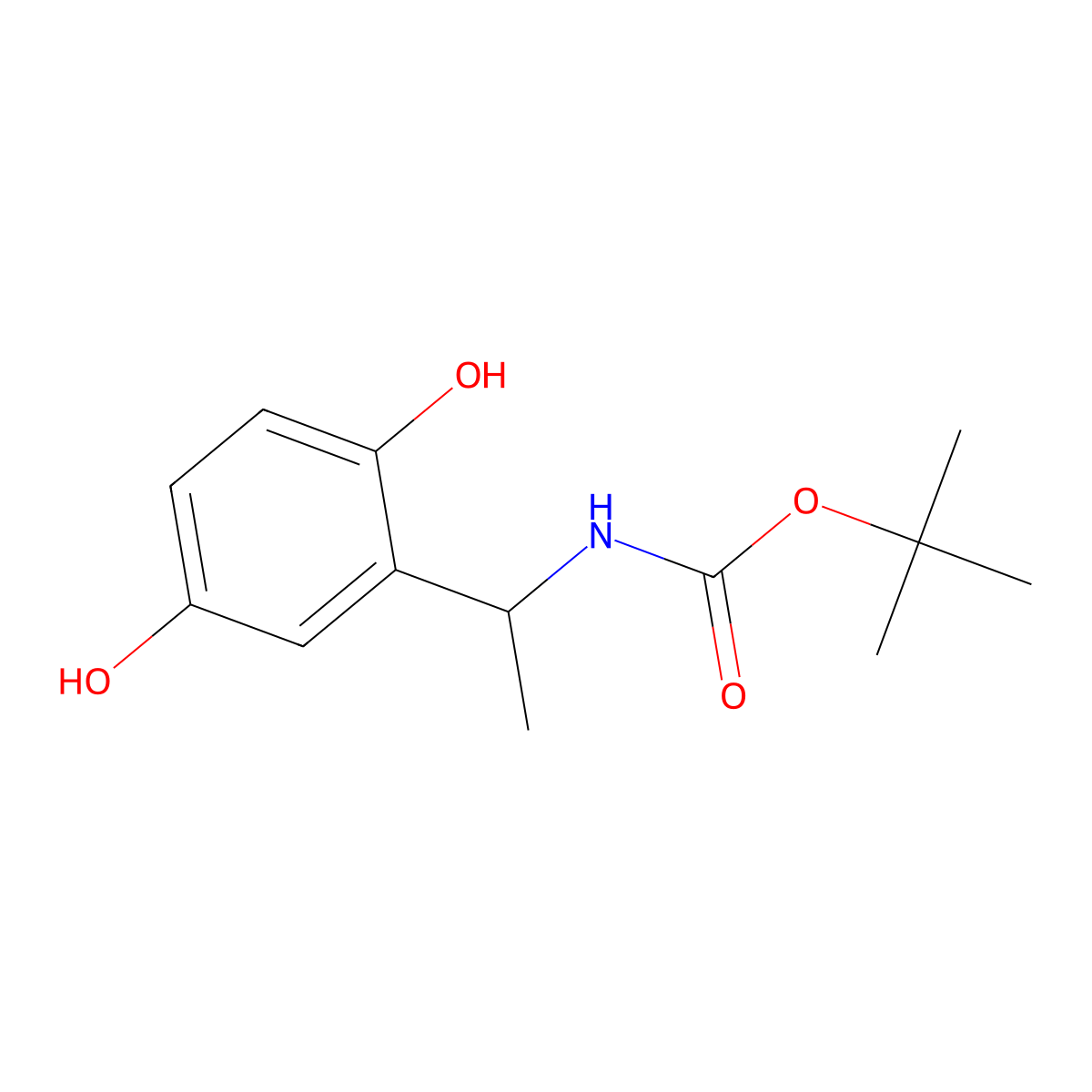 tert-butyl N-[1-(2,5-dihydroxyphenyl)ethyl]carbamate molecular structure, CAS 2639462-65-8