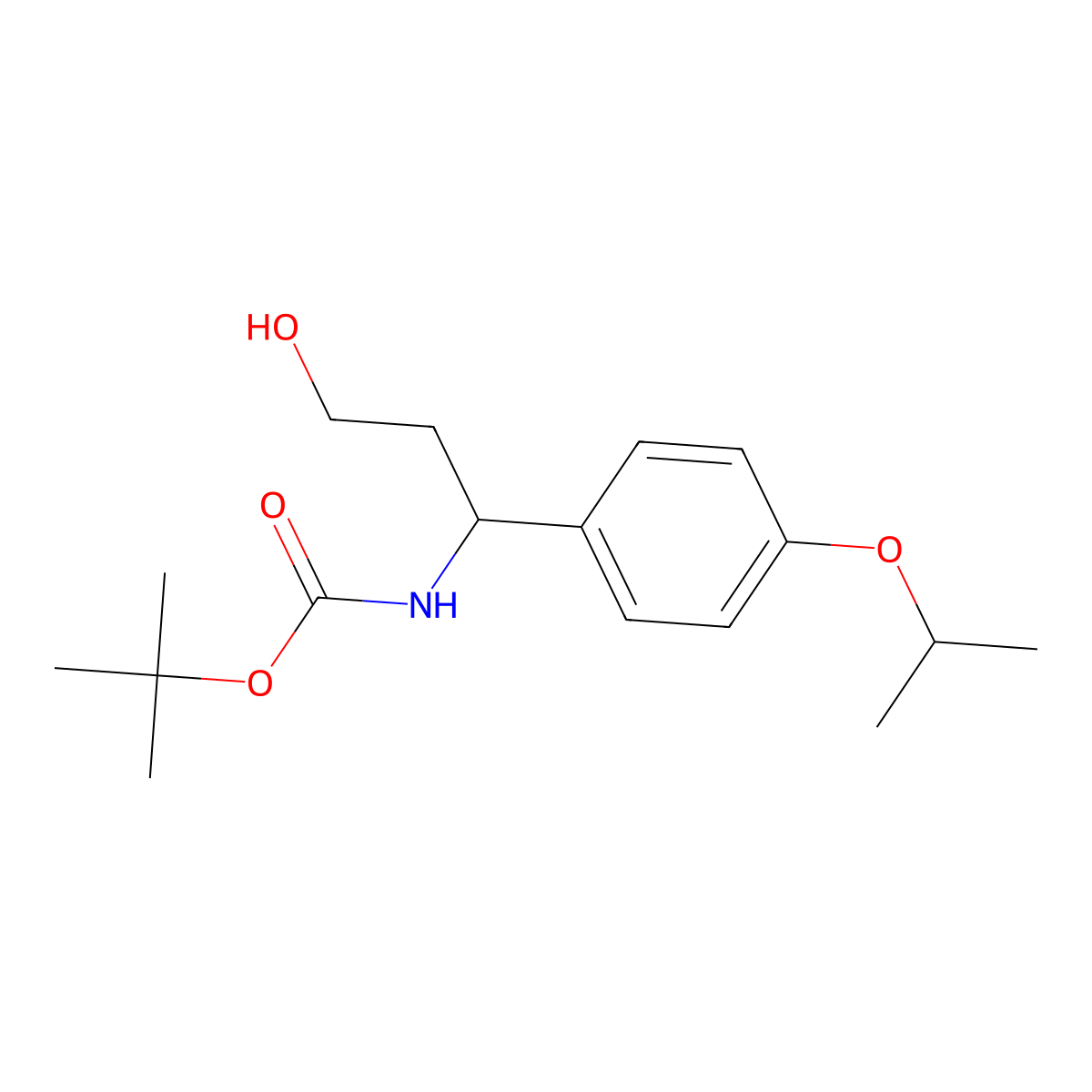 tert-butyl N-{3-hydroxy-1-[4-(propan-2-yloxy)phenyl]propyl}carbamate molecular structure, CAS 2639462-66-9