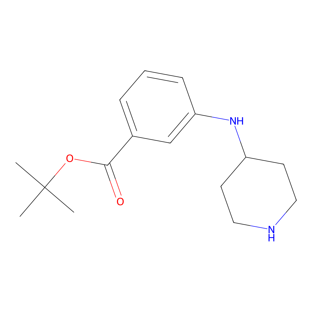Tert-butyl 3-[(piperidin-4-yl)amino]benzoate molecular structure, CAS 2639462-78-3