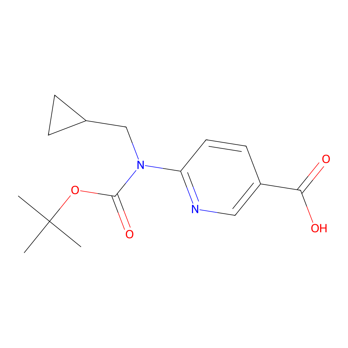 6-{[(Tert-butoxy)carbonyl](cyclopropylmethyl)amino}pyridine-3-carboxylic acid molecular structure, CAS 2639462-82-9