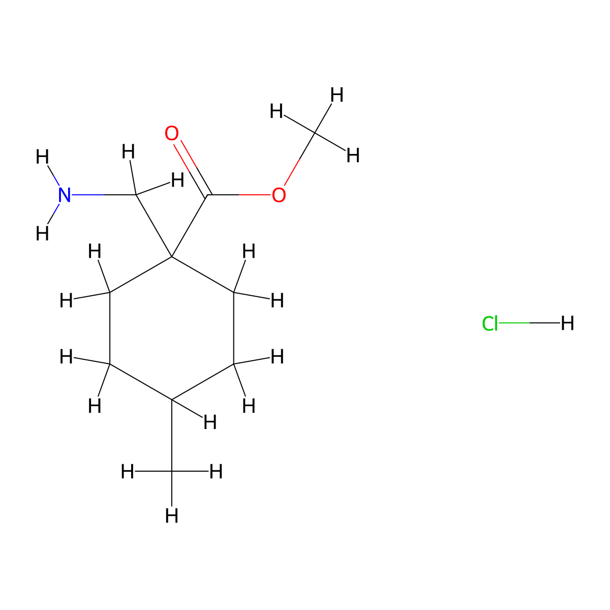 Methyl 1-(aminomethyl)-4-methylcyclohexane-1-carboxylate hydrochloride molecular structure, CAS 2639462-84-1
