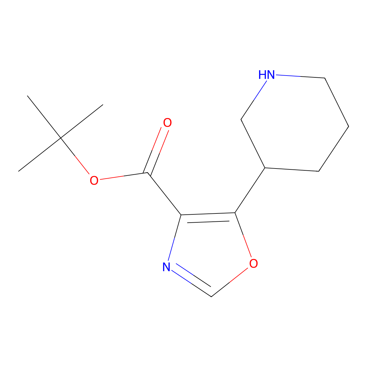 Tert-butyl 5-(piperidin-3-yl)-1,3-oxazole-4-carboxylate molecular structure, CAS 2639462-90-9