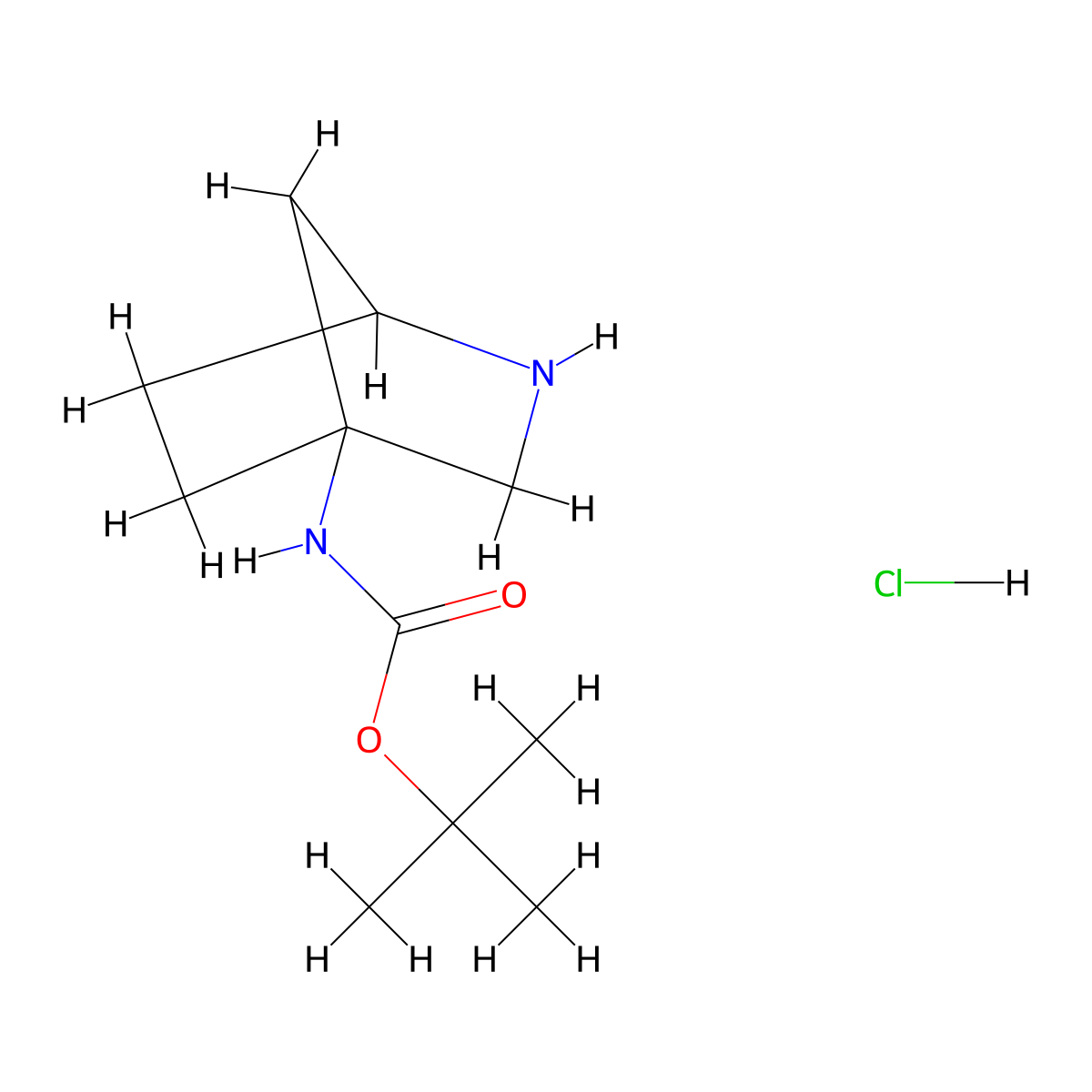 tert-butyl N-{2-azabicyclo[2.2.1]heptan-4-yl}carbamate hydrochloride molecular structure, CAS 2639462-93-2