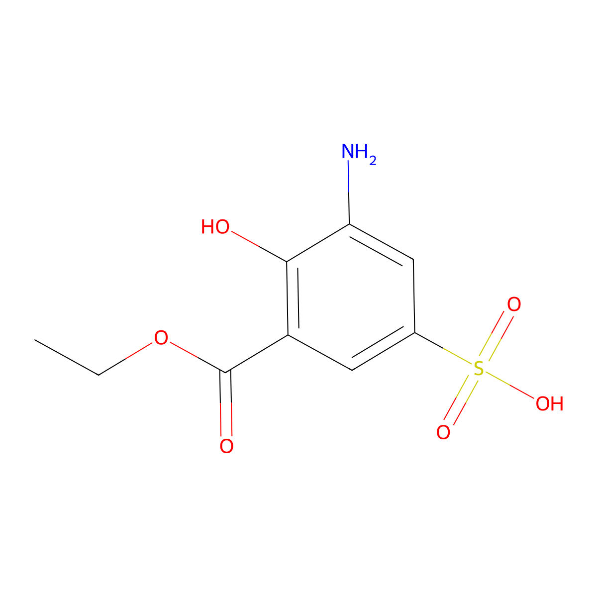 3-Amino-5-(ethoxycarbonyl)-4-hydroxybenzene-1-sulfonic acid molecular structure, CAS 2639462-95-4