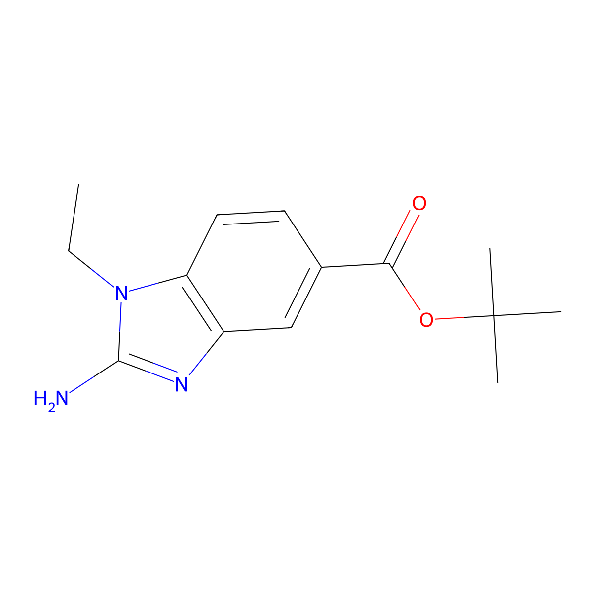 tert-butyl 2-amino-1-ethyl-1H-1,3-benzodiazole-5-carboxylate molecular structure, CAS 2639463-00-4