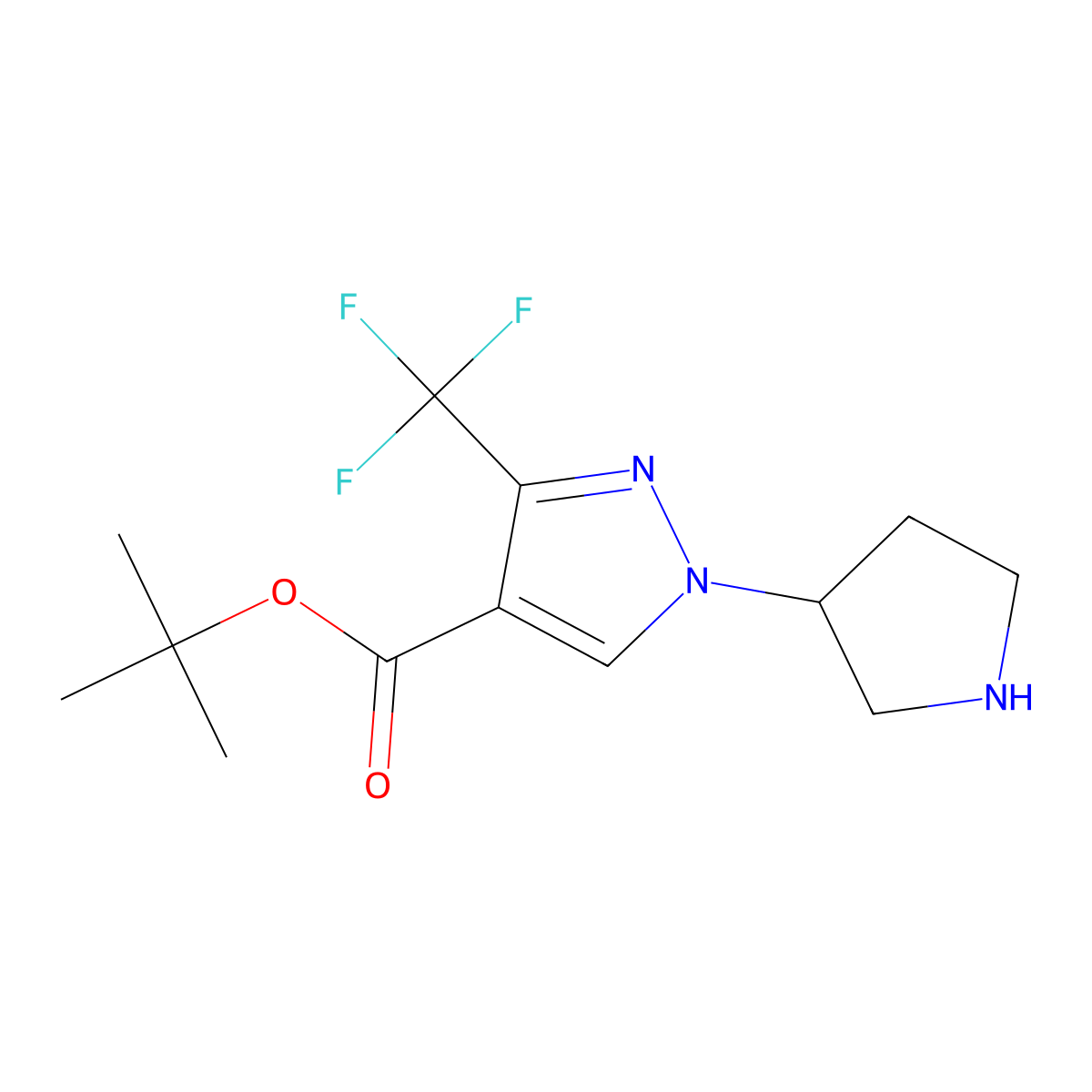 tert-butyl 1-(pyrrolidin-3-yl)-3-(trifluoromethyl)-1H-pyrazole-4-carboxylate molecular structure, CAS 2639463-02-6
