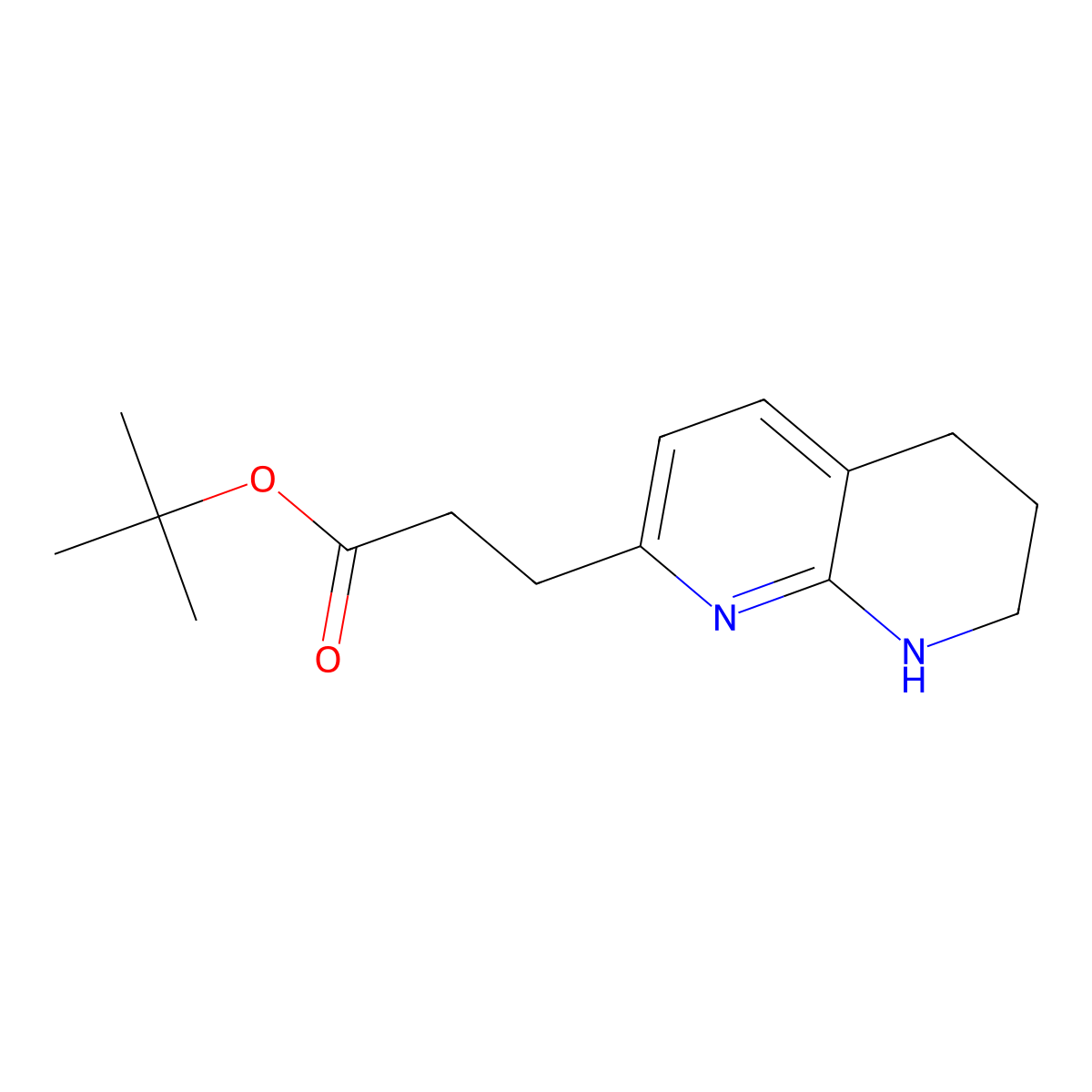 Tert-butyl 3-(5,6,7,8-tetrahydro-1,8-naphthyridin-2-yl)propanoate molecular structure, CAS 2639463-03-7
