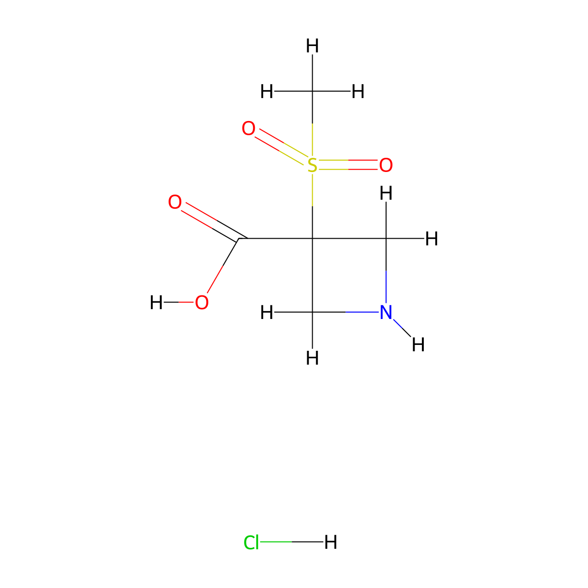 3-Methanesulfonylazetidine-3-carboxylic acid hydrochloride molecular structure, CAS 2639463-12-8
