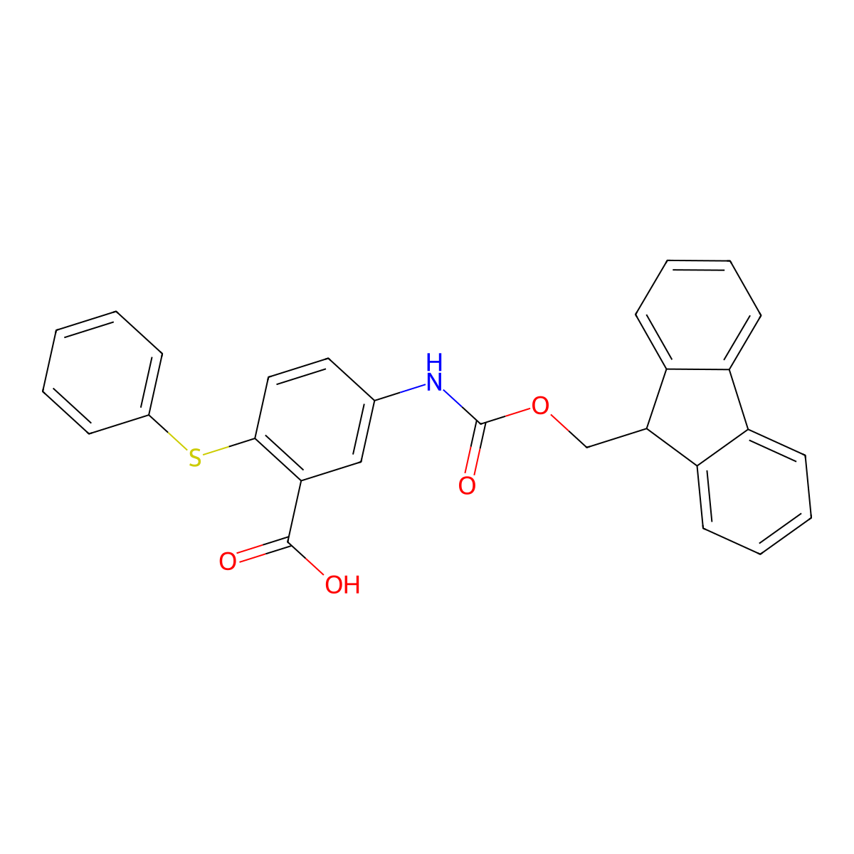 5-({[(9H-fluoren-9-yl)methoxy]carbonyl}amino)-2-(phenylsulfanyl)benzoic acid molecular structure, CAS 2639463-13-9