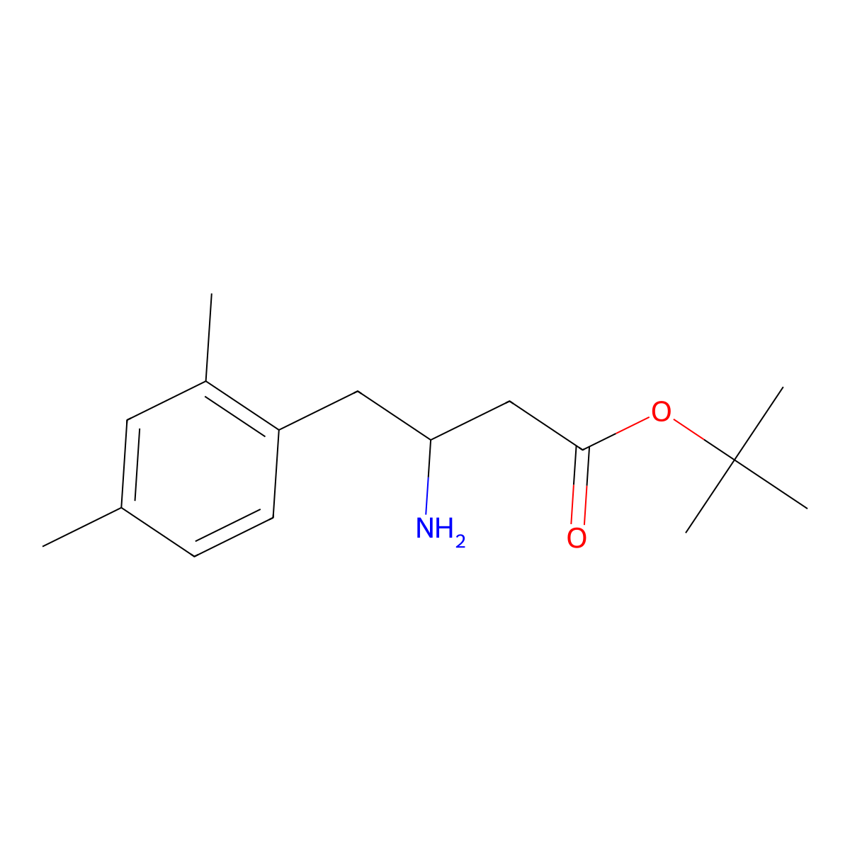 Tert-butyl 3-amino-4-(2,4-dimethylphenyl)butanoate molecular structure, CAS 2639463-22-0