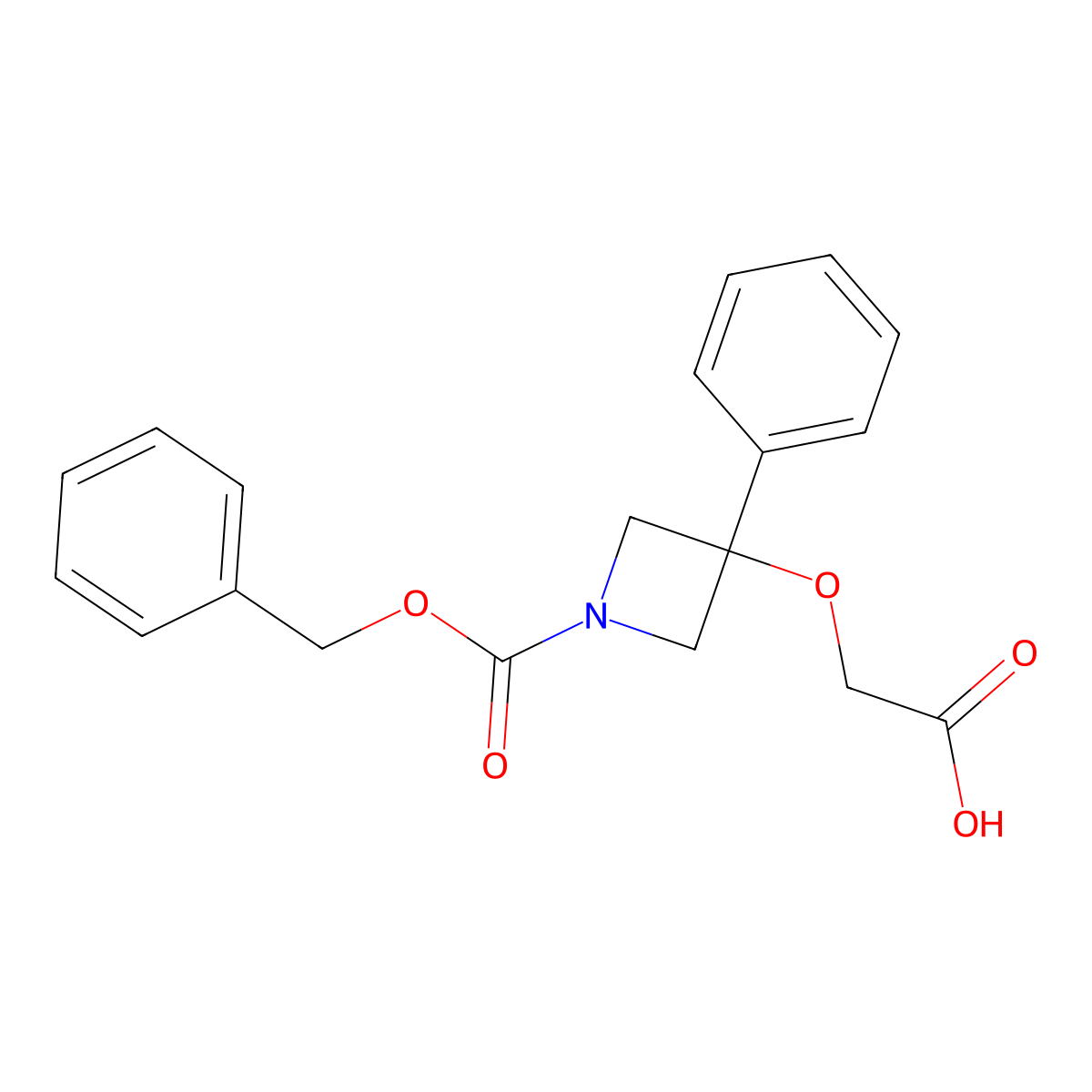 2-({1-[(Benzyloxy)carbonyl]-3-phenylazetidin-3-yl}oxy)acetic acid molecular structure, CAS 2639463-30-0