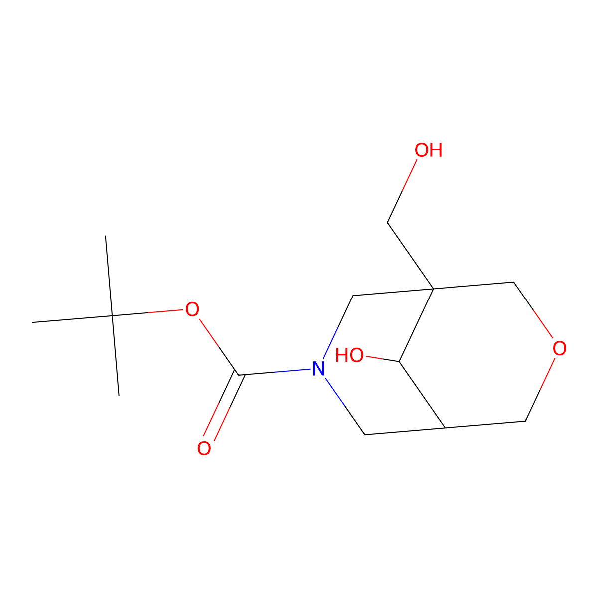 Tert-butyl 9-hydroxy-1-(hydroxymethyl)-3-oxa-7-azabicyclo[3.3.1]nonane-7-carboxylate molecular structure, CAS 2639463-44-6