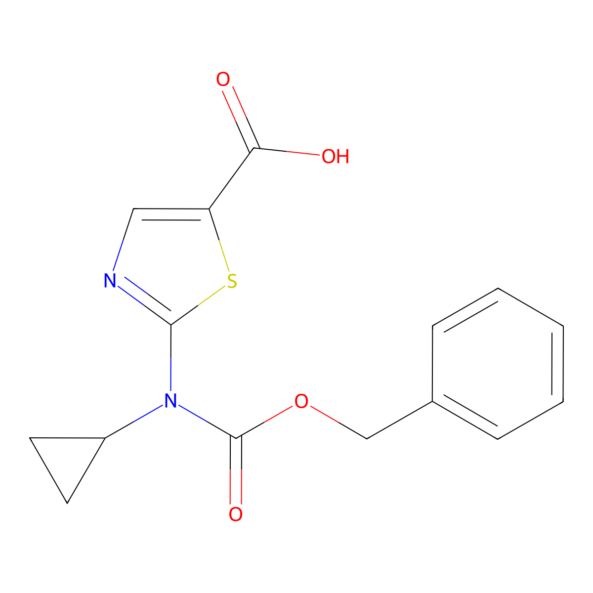 2-{[(Benzyloxy)carbonyl](cyclopropyl)amino}-1,3-thiazole-5-carboxylic acid molecular structure, CAS 2639463-46-8