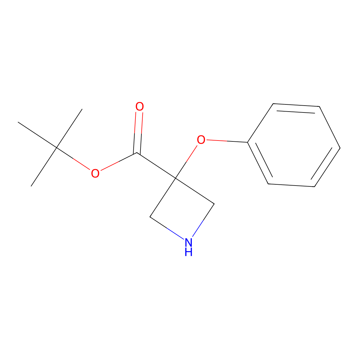 Tert-butyl 3-phenoxyazetidine-3-carboxylate molecular structure, CAS 2639463-61-7
