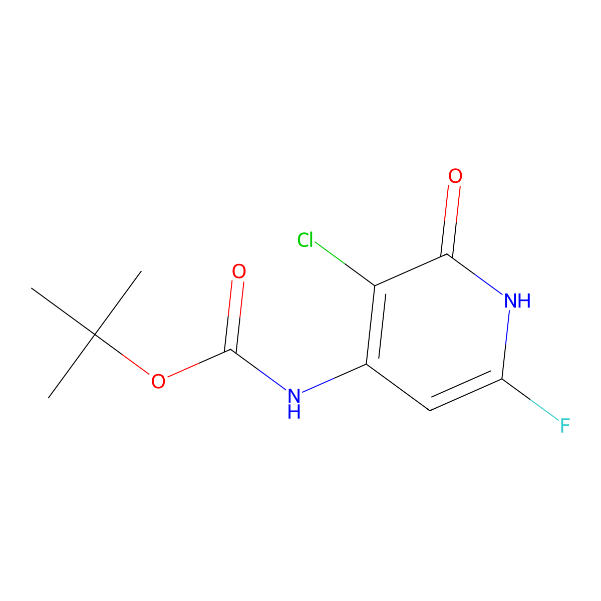 tert-butyl N-(3-chloro-6-fluoro-2-hydroxypyridin-4-yl)carbamate molecular structure, CAS 2639463-68-4