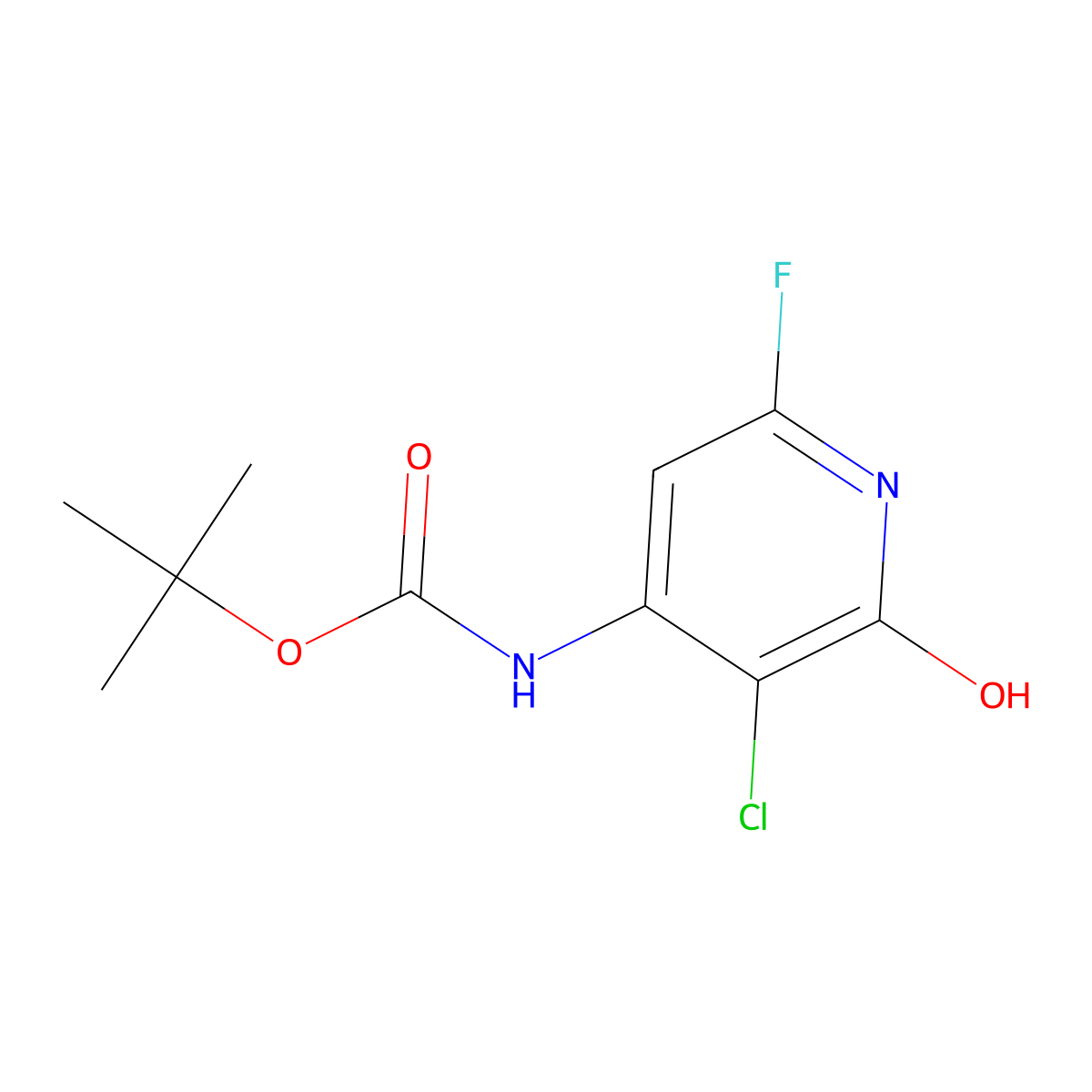 tert-butyl N-(3-chloro-6-fluoro-2-hydroxypyridin-4-yl)carbamate molecular structure, CAS 2639463-68-4