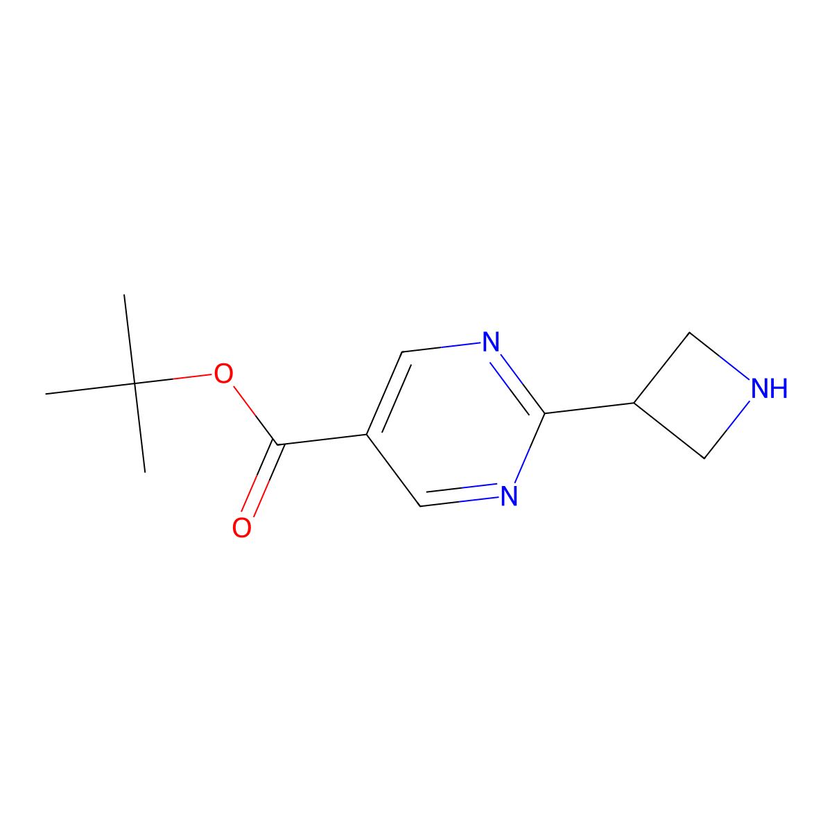 Tert-butyl 2-(azetidin-3-yl)pyrimidine-5-carboxylate molecular structure, CAS 2639463-84-4