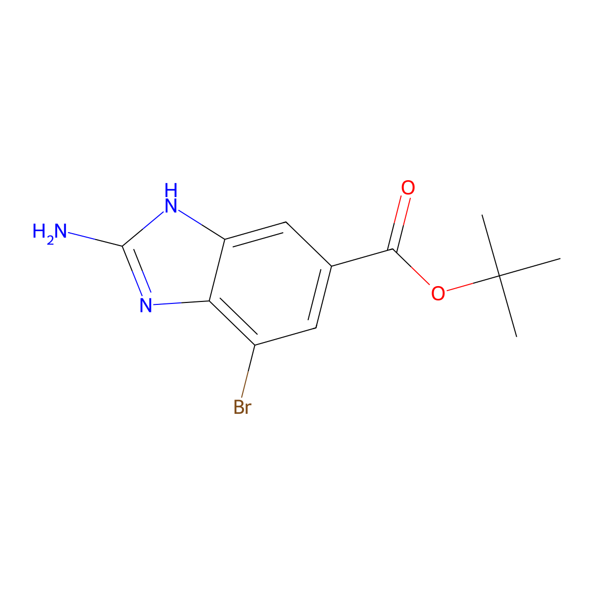 tert-butyl 2-amino-4-bromo-1H-1,3-benzodiazole-6-carboxylate molecular structure, CAS 2639463-87-7