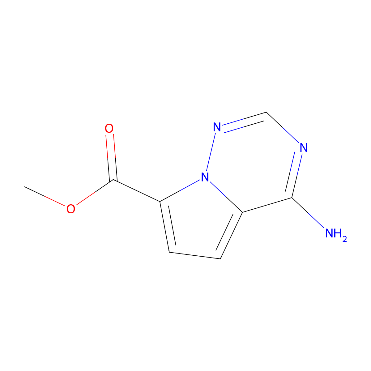 Methyl 4-aminopyrrolo[2,1-F][1,2,4]triazine-7-carboxylate molecular structure, CAS 2639463-92-4