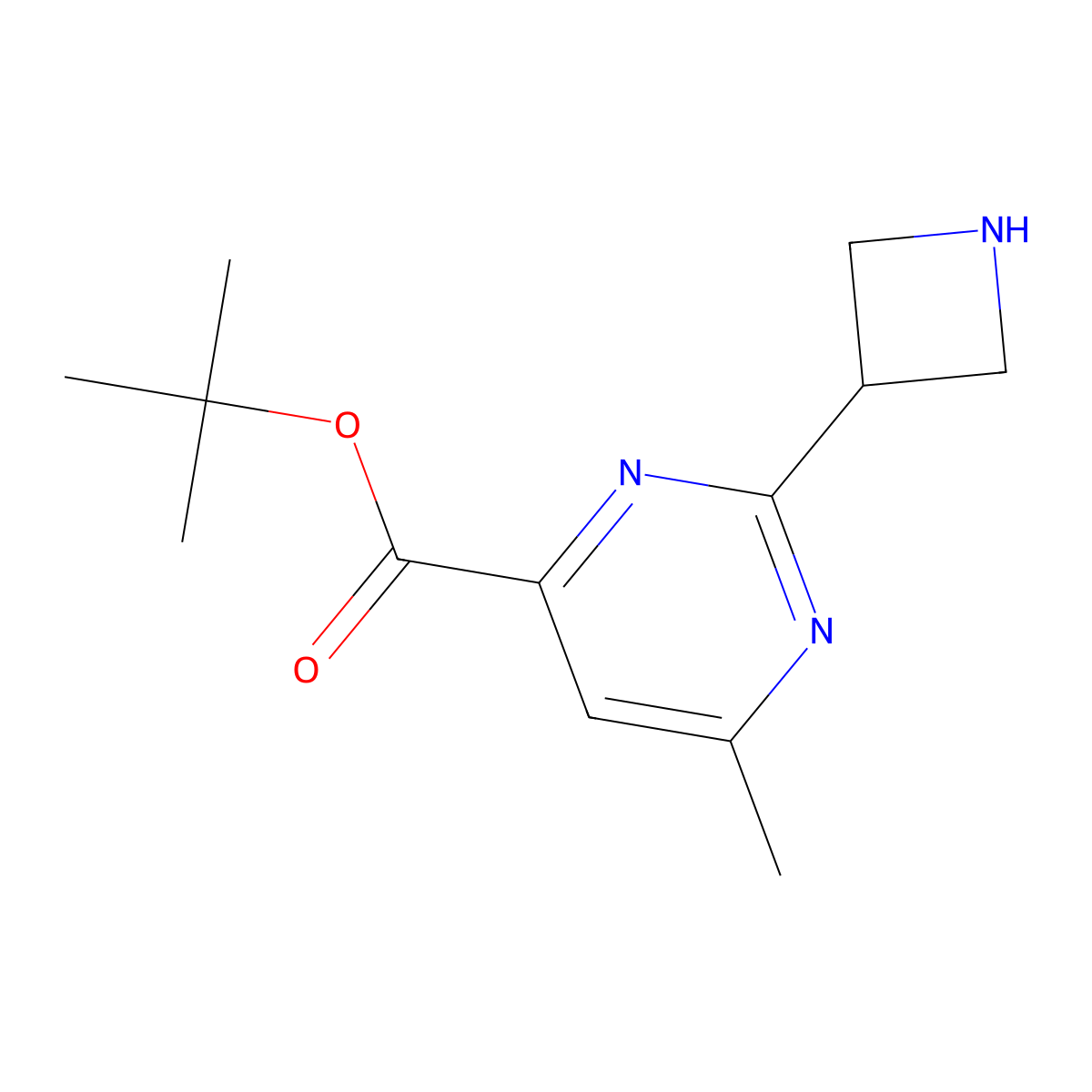 Tert-butyl 2-(azetidin-3-yl)-6-methylpyrimidine-4-carboxylate molecular structure, CAS 2639463-96-8