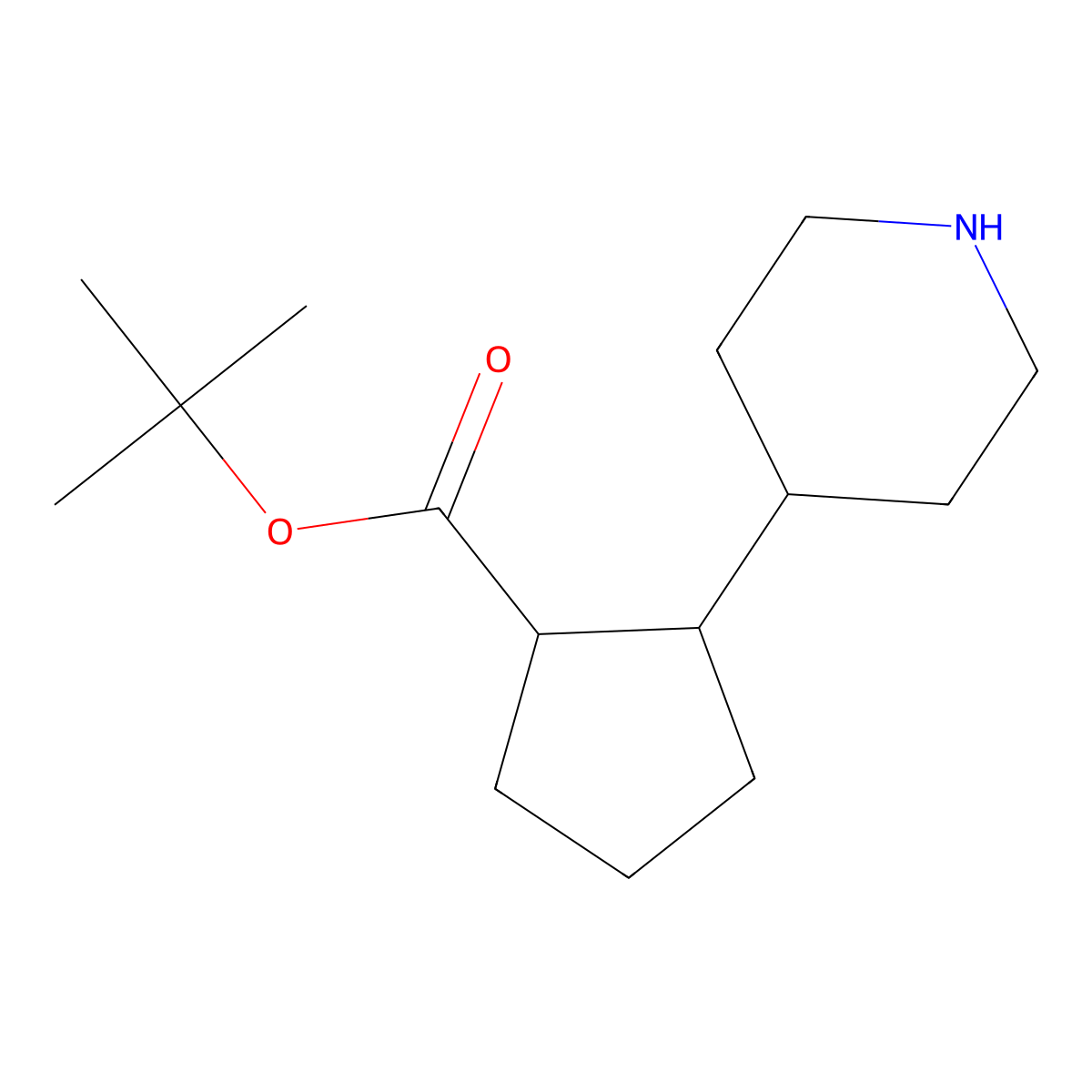 Tert-butyl 2-(piperidin-4-yl)cyclopentane-1-carboxylate molecular structure, CAS 2639464-02-9