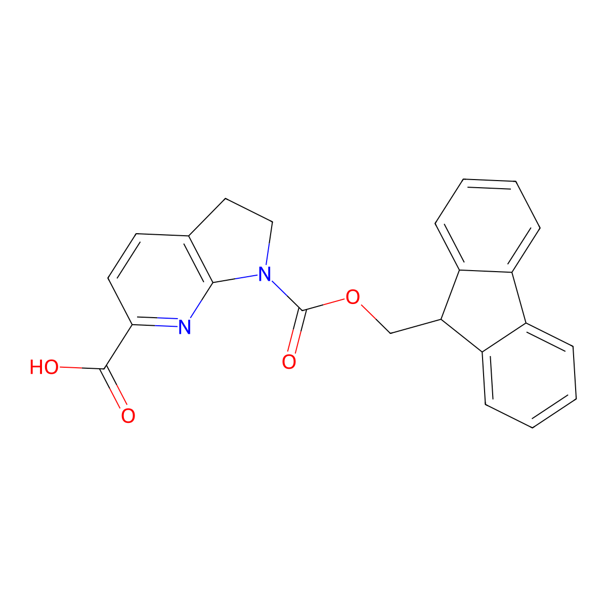 1-{[(9H-fluoren-9-yl)methoxy]carbonyl}-1H,2H,3H-pyrrolo[2,3-b]pyridine-6-carboxylic acid molecular structure, CAS 2639464-05-2