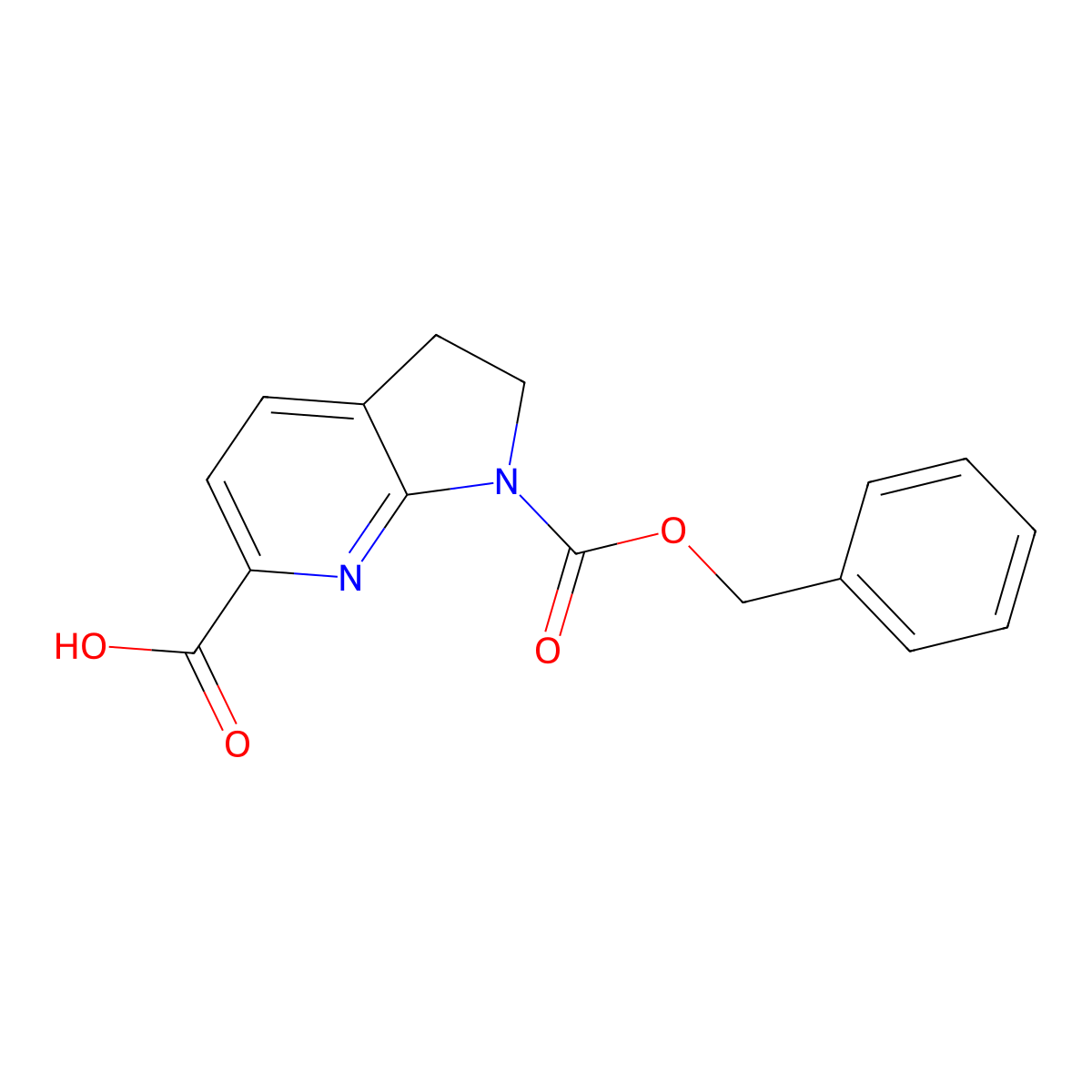 1-[(benzyloxy)carbonyl]-1H,2H,3H-pyrrolo[2,3-b]pyridine-6-carboxylic acid molecular structure, CAS 2639464-09-6