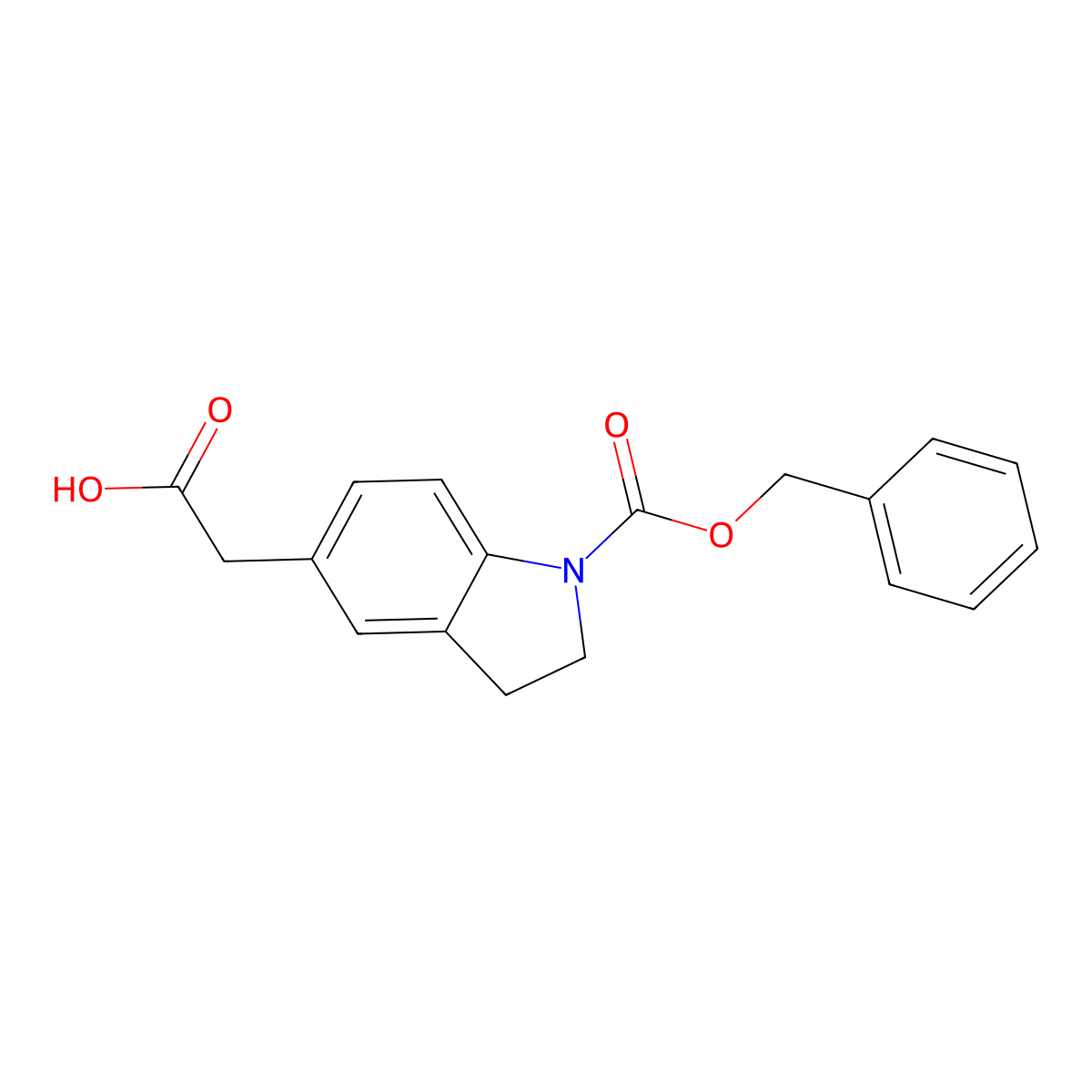 2-{1-[(benzyloxy)carbonyl]-2,3-dihydro-1H-indol-5-yl}acetic acid molecular structure, CAS 2639464-18-7