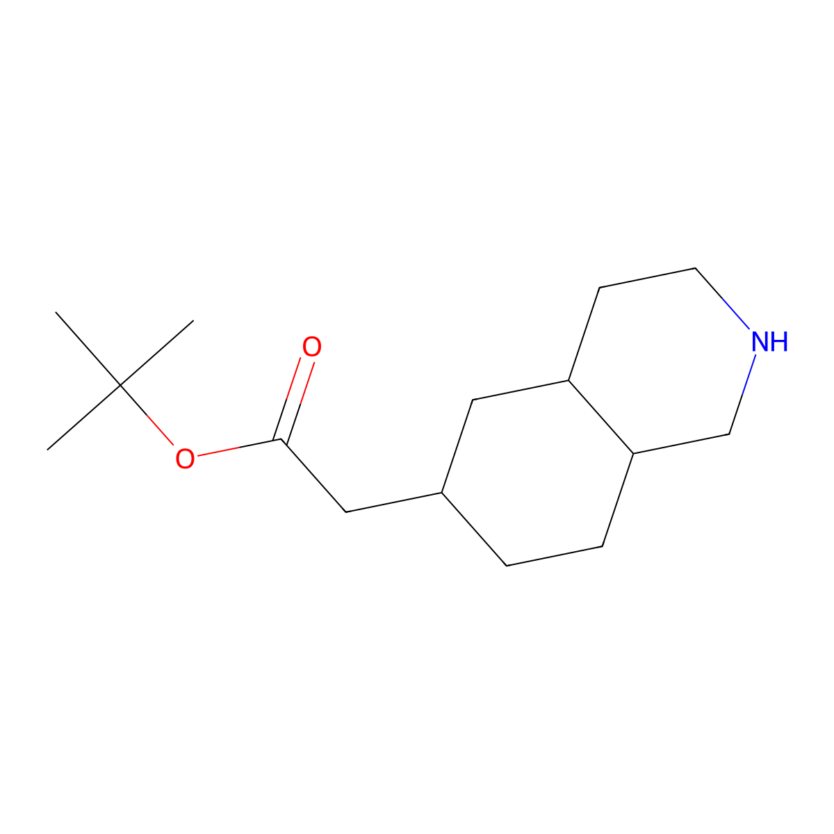 Tert-butyl 2-(decahydroisoquinolin-6-yl)acetate molecular structure, CAS 2639464-27-8
