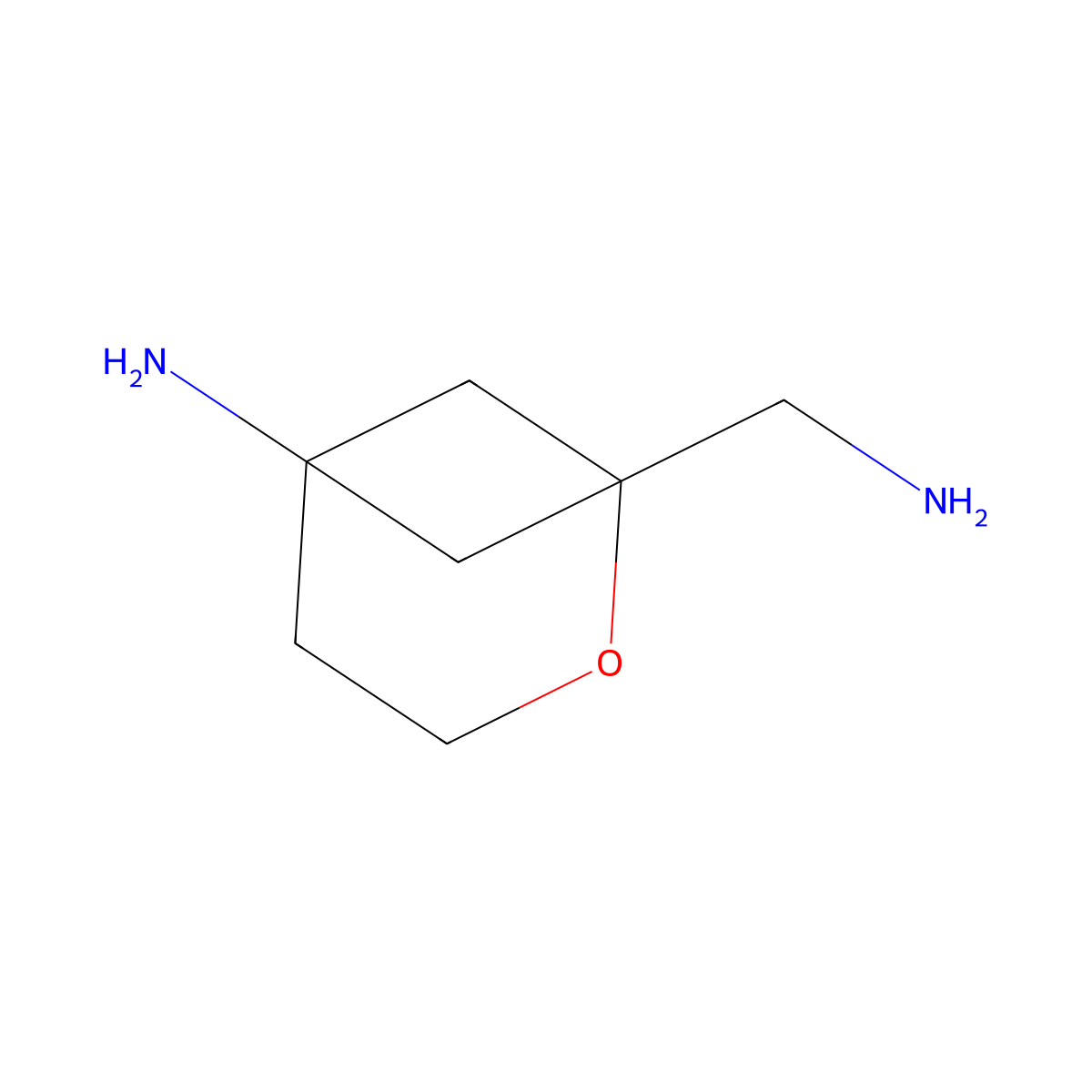 1-(Aminomethyl)-2-oxabicyclo[3.1.1]heptan-5-amine molecular structure, CAS 2639464-31-4