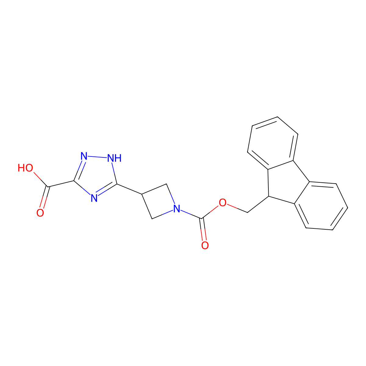 3-(1-{[(9H-fluoren-9-yl)methoxy]carbonyl}azetidin-3-yl)-1H-1,2,4-triazole-5-carboxylic acid molecular structure, CAS 2639464-32-5