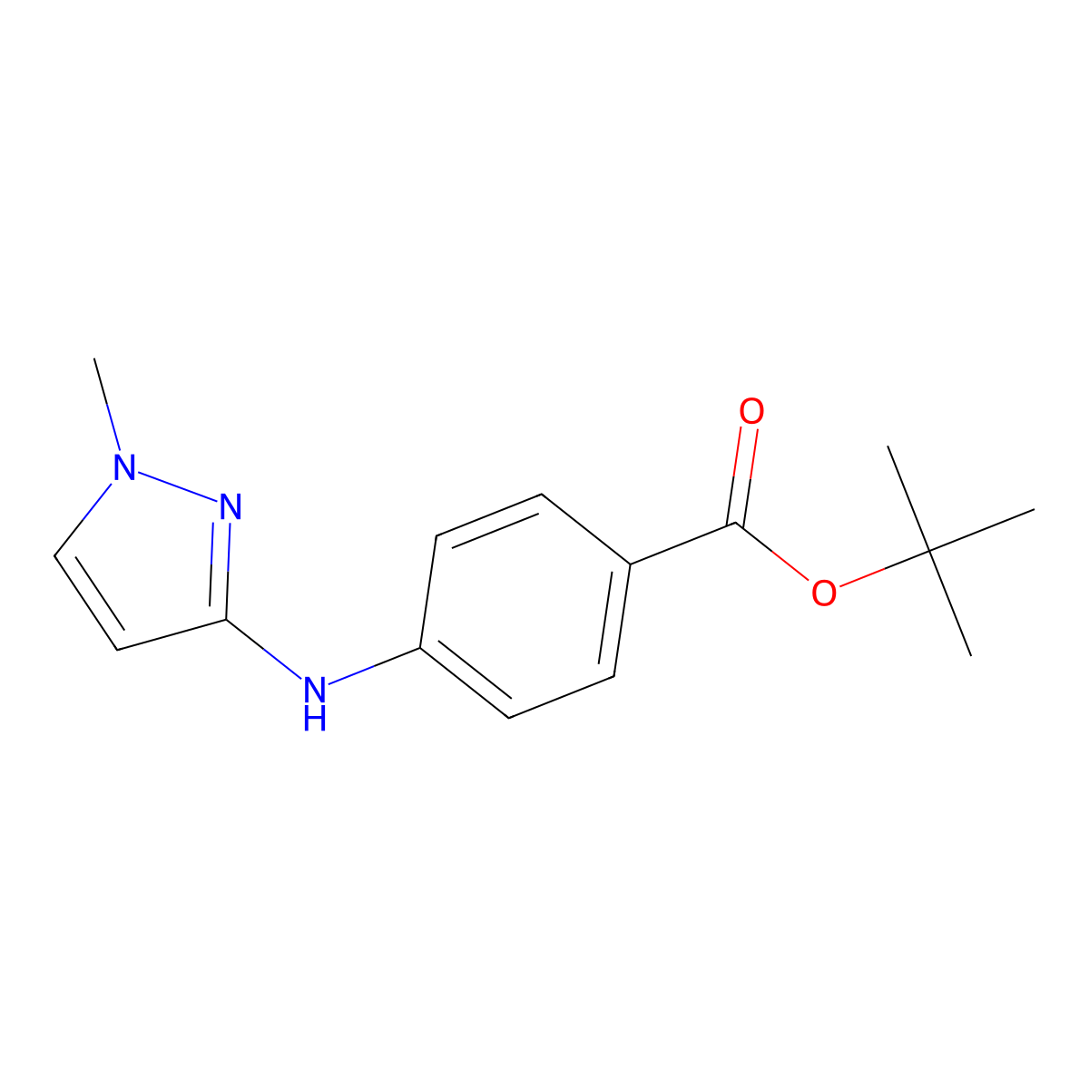 tert-butyl 4-[(1-methyl-1H-pyrazol-3-yl)amino]benzoate molecular structure, CAS 2639464-38-1