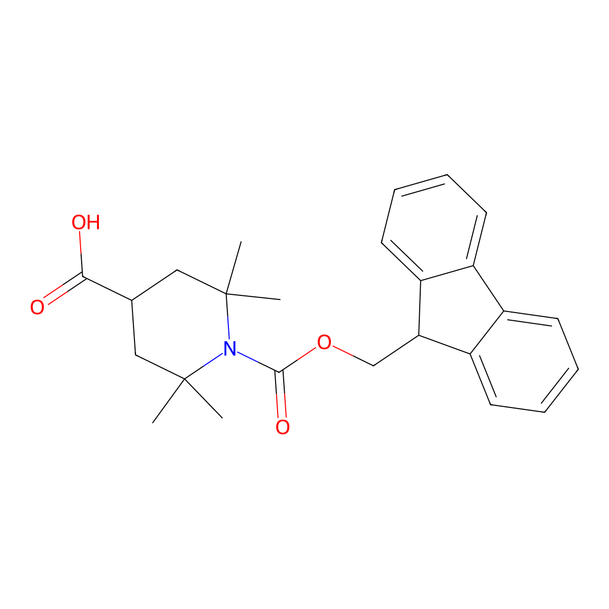 1-{[(9H-fluoren-9-yl)methoxy]carbonyl}-2,2,6,6-tetramethylpiperidine-4-carboxylic acid molecular structure, CAS 2639464-40-5