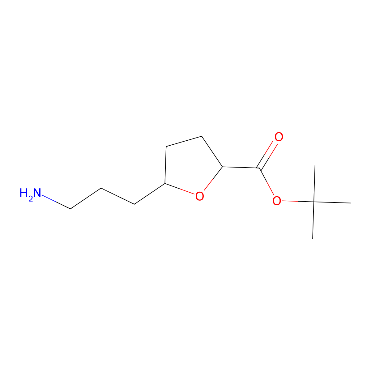 Tert-butyl 5-(3-aminopropyl)oxolane-2-carboxylate molecular structure, CAS 2639464-42-7