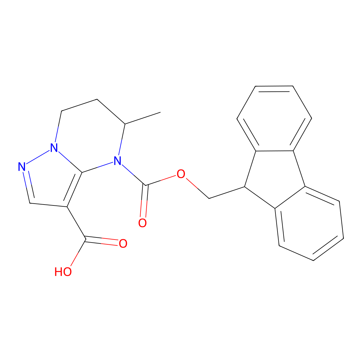 4-{[(9H-fluoren-9-yl)methoxy]carbonyl}-5-methyl-4H,5H,6H,7H-pyrazolo[1,5-a]pyrimidine-3-carboxylic acid molecular structure, CAS 2639464-46-1