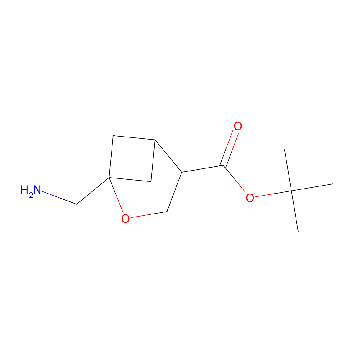 Tert-butyl 1-(aminomethyl)-2-oxabicyclo[3.1.1]heptane-4-carboxylate molecular structure, CAS 2639464-51-8