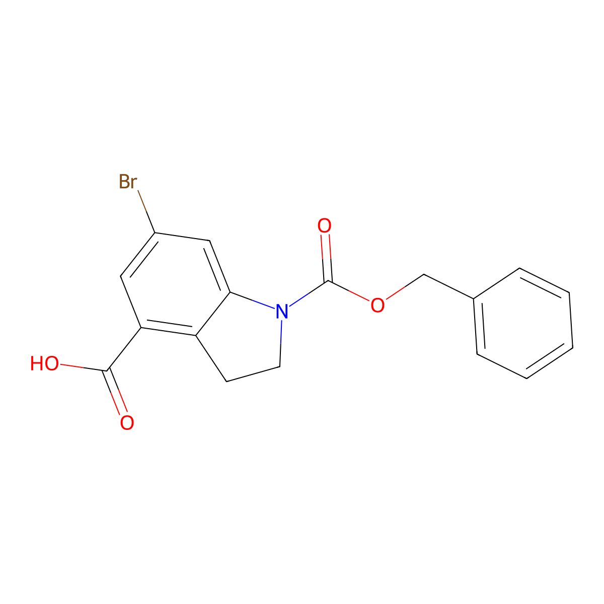 1-[(benzyloxy)carbonyl]-6-bromo-2,3-dihydro-1H-indole-4-carboxylic acid molecular structure, CAS 2639464-59-6