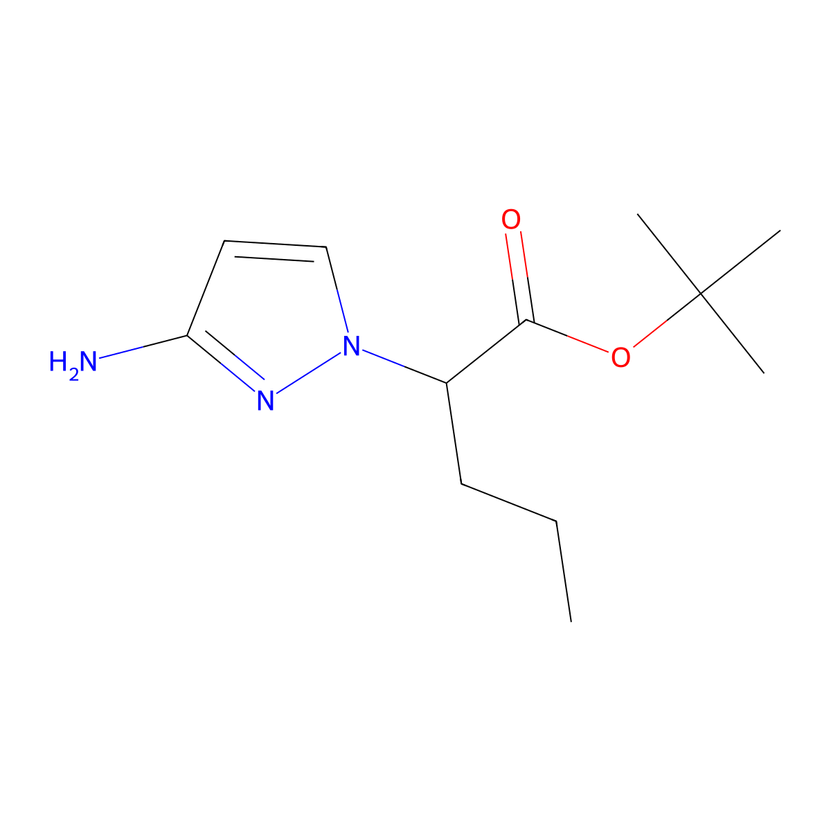 tert-butyl 2-(3-amino-1H-pyrazol-1-yl)pentanoate molecular structure, CAS 2639464-64-3