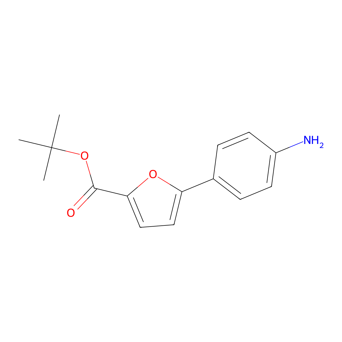 Tert-butyl 5-(4-aminophenyl)furan-2-carboxylate molecular structure, CAS 2639464-66-5