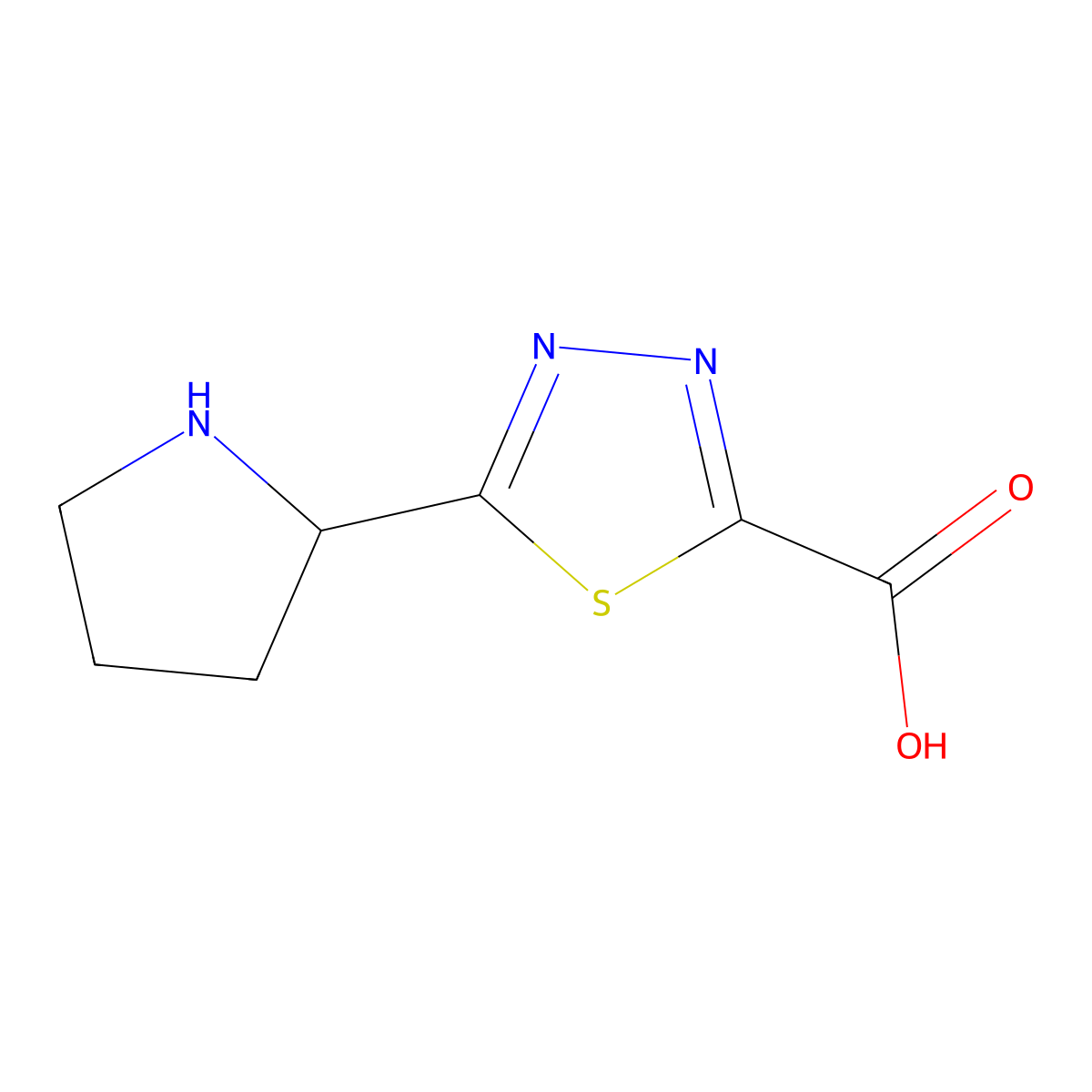 5-(Pyrrolidin-2-yl)-1,3,4-thiadiazole-2-carboxylic acid molecular structure, CAS 2639464-67-6
