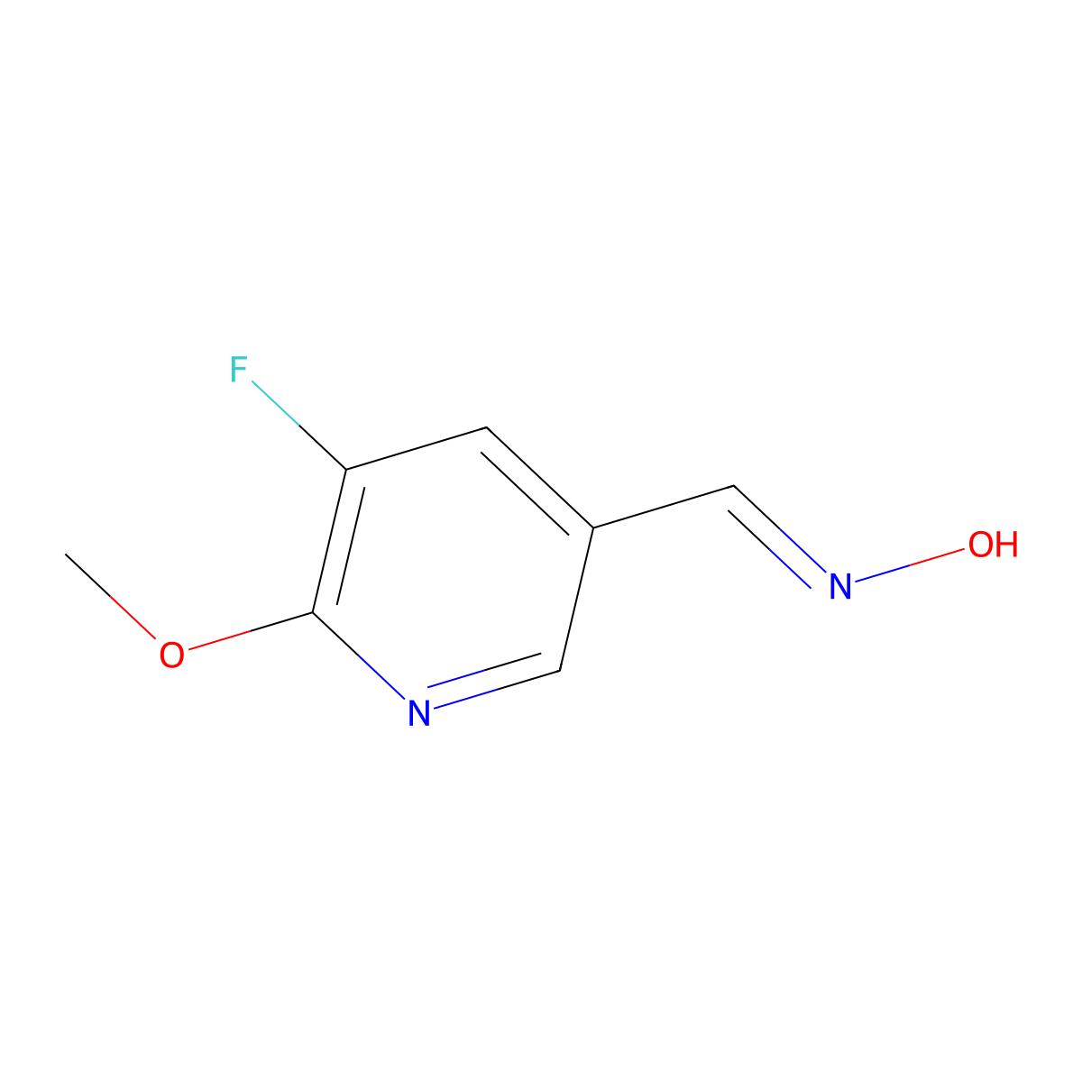 N-[(5-fluoro-6-methoxypyridin-3-yl)methylidene]hydroxylamine molecular structure, CAS 2639466-15-0