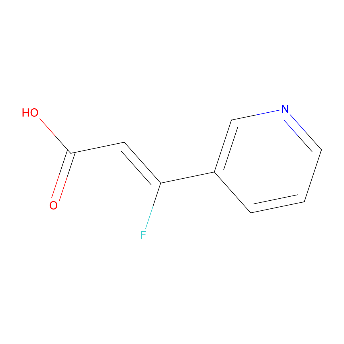 (2Z)-3-fluoro-3-(pyridin-3-yl)prop-2-enoic acid molecular structure, CAS 2639466-20-7