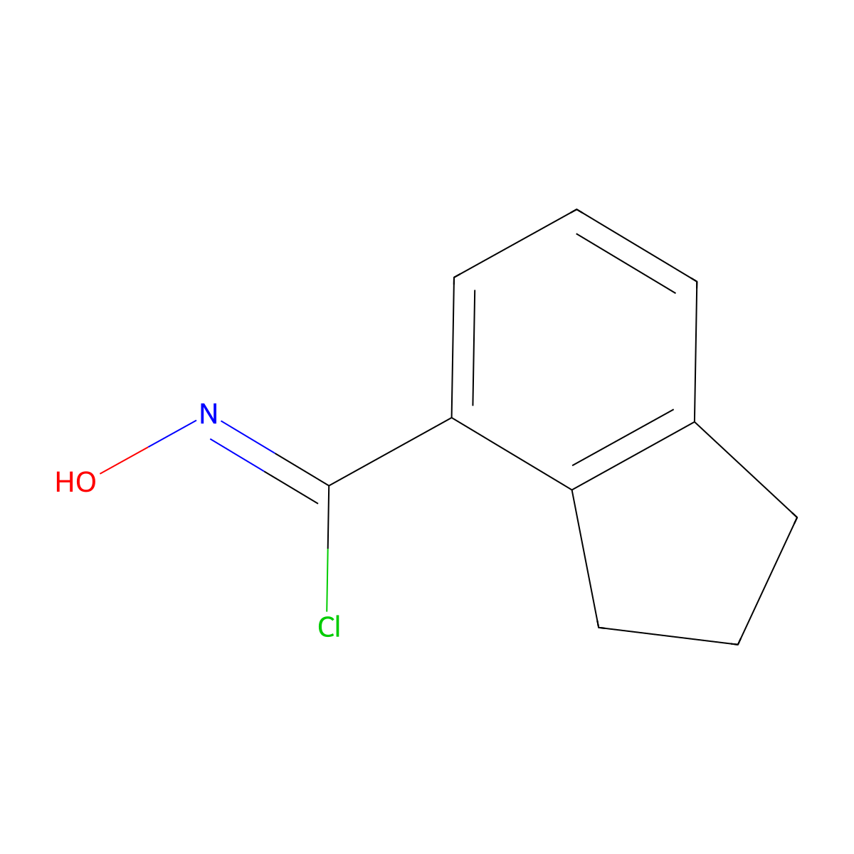 N-hydroxy-2,3-dihydro-1H-indene-4-carbonimidoyl chloride molecular structure, CAS 2639466-34-3