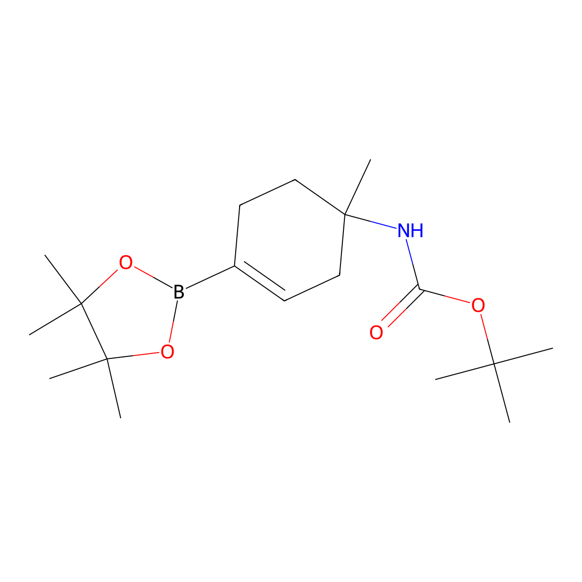 tert-butyl N-[1-methyl-4-(4,4,5,5-tetramethyl-1,3,2-dioxaborolan-2-yl)cyclohex-3-en-1-yl]carbamate molecular structure, CAS 2639475-01-5