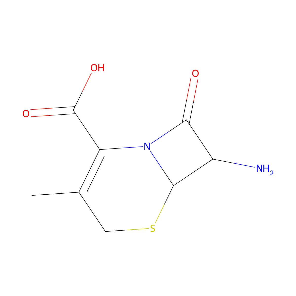 7-Amino-3-methyl-8-oxo-5-thia-1-azabicyclo(4.2.0)oct-2-ene-2-carboxylic acid molecular structure, CAS 26395-99-3