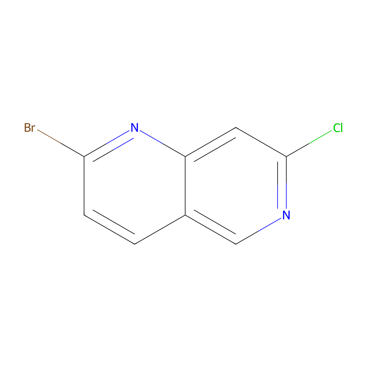 2-Bromo-7-chloro-1,6-naphthyridine molecular structure, CAS 2639539-19-6
