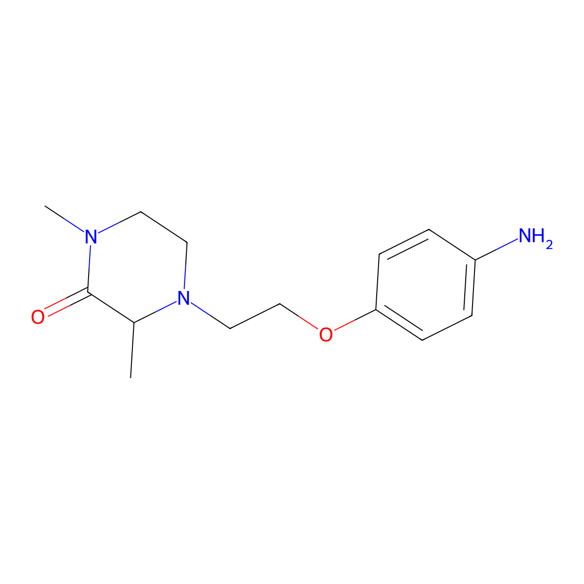 (R)-4-(2-(4-aminophenoxy)ethyl)-1,3-dimethylpiperazin-2-one molecular structure, CAS 2639547-95-6